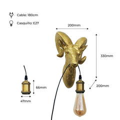 Aplique de pared Muflón Dorado "Capris" E27