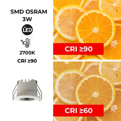 Downlight LED Mini 3W - Chip OSRAM - Bajo UGR - CRI 90 - Ø 40mm