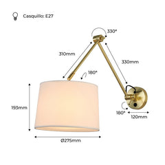 Aplique de pared cilíndrico con diseño clásico y articulado "ELBOW" E27