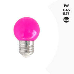 Bombilla de colores LED E27 G45 - 1W