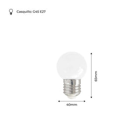Bombilla de colores LED E27 G45 - 1W