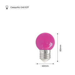 Bombilla de colores LED E27 G45 - 1W