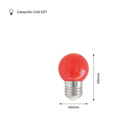 Bombilla de colores LED E27 G45 - 1W