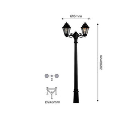 Farola doble exterior FUMAGALLI "Gigi Bisso/Anna" - 2x E27 - CCT - IP55
