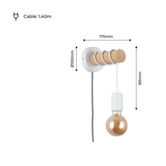 Aplique de pared madera con interruptor y enchufe "MILA"