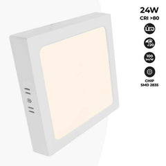 Plafón LED cuadrado de superficie 24W Alta Eficiencia