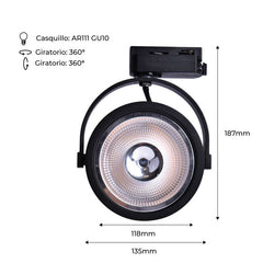 Foco Led de carril monofásico AR111 GU10
