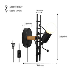 Aplique de Pared "Doll " - Con interruptor y enchufe - E27