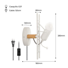 Aplique de Pared "Doll " - Con interruptor y enchufe - E27