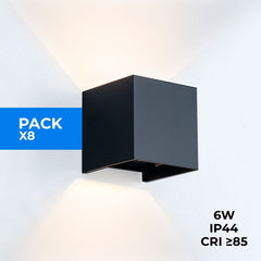 Pack de 8 Apliques de pared "KURTIN" 6W luz up and down regulable