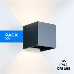 Pack de 4 Apliques de pared "KURTIN" 6W luz up and down regulable