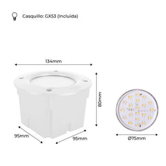 Baliza empotrable LED FUMAGALLI "LETI 100 ROUND" GX53 - 3W - IP66