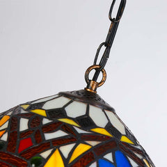 Lámpara colgante inspiración "Tiffany" con mosaico floral en cristal