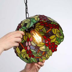 Lámpara colgante inspiración "Tiffany" con mosaico frutal en cristal