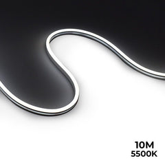 Neón LED flexible 24V DC - 10x18mm - 10 metros - Kit completo - 11W/m - IP67 - Curvatura lateral