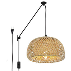 Lámpara colgante de mimbre "Yonna" con cable y enchufe