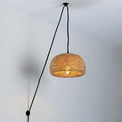 Lámpara colgante de mimbre "Yonna" con cable y enchufe