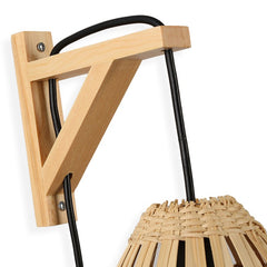 Aplique de pared en madera con pantalla de bambú "CESTA"