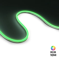 Neón LED flexible RGB 24V DC - 10X18mm - 10 metros - Kit completo - 11W/m - IP67 - Curvatura lateral