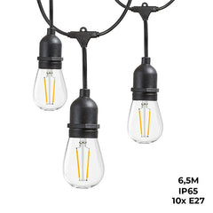Guirnalda exterior conectable en serie - IP65 - 6,5 metros - 10 x E27