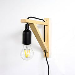 Aplique de pared nórdico "YOJO" -Escuadra de madera y colgante de silicona