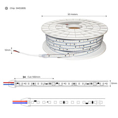 Tira LED 220V - 950W (6000xSMD2835) 12mm - IP67 - Rollo 50 metros - Corte cada 10cm