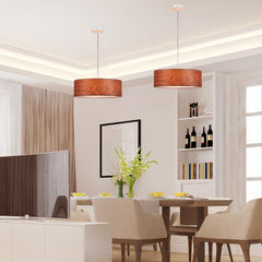 Lampara colgante con pantalla efecto madera "MATAGALLS" - 3xE27
