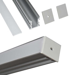 Perfil de aluminio para tira LED empotrable en suelo con difusor - 2 tapas - 21x26mm - IP54 - 2 metros