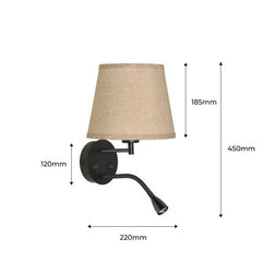 Aplique de pared "PAIR" E27 con foco LED de lectura 3W