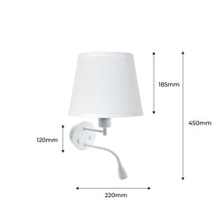 Aplique de pared "PAIR" E27 con foco LED de lectura 3W