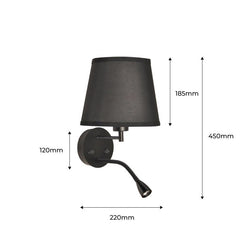 Aplique de pared "PAIR" E27 con foco LED de lectura 3W