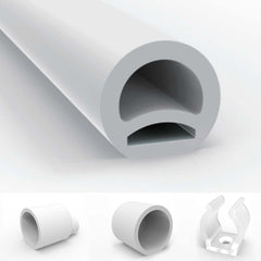Neón LED flexible circular - 24V DC - Instalación sobre superficie - Ø20mm - 5 metros - 13W/m - Kit completo - IP67