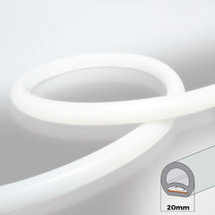 Neón LED flexible circular - 24V DC - Instalación sobre superficie - Ø20mm - 5 metros - 13W/m - Kit completo - IP67