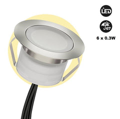 Kit 6 focos LED empotrables en suelo 0,3W 12V-DC IP67