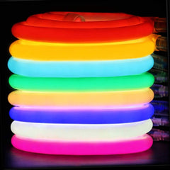 Neón LED flexible circular RGB - 24 V - Instalación sobre superficie - Ø20mm - 5 metros - 22W/m - Kit completo - IP67