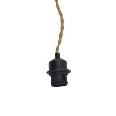 Casquillo E27 con cable de yute trenzado, interruptor y enchufe