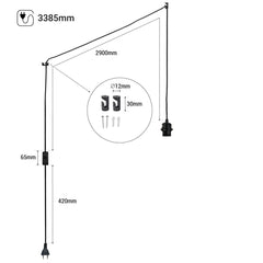 Casquillo E27 con cable de PVC, interruptor y enchufe