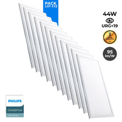 Pack de 12 paneles LED slim 120X30 cm - Driver Philips - 44W - UGR19 - IP40