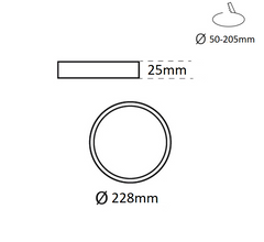 Downlight LED circular empotrable - Diámetro de corte ajustable: Ø 50 a 205 mm - 20W