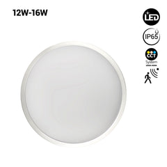 Plafón LED con sensor de movimiento estanco - CCT - Potencia ajustable 12W-16W - Ø30cm - IP65