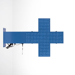 Cruz de veterinaria LED monocolor azul - 50x50cm - Doble cara - Exterior