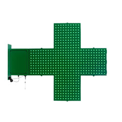 Cruz de farmacia LED monocolor verde - 80x80cm - Doble cara - Exterior