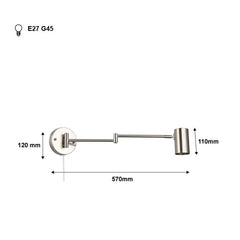 Aplique de pared extensible con enchufe "Lisa" - E27 G45