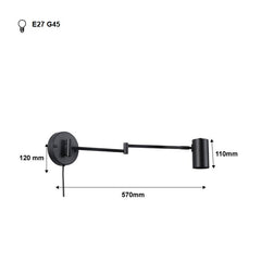Aplique de pared extensible con enchufe "Lisa" - E27 G45