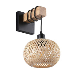 Aplique de pared madera y mimbre "Shelley" - E27