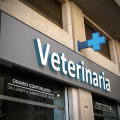 Cruz de veterinaria LED monocolor azul - 50x50cm - Doble cara - Exterior