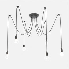 Lámpara araña colgante negra "Lumière" para 6 bombillas E27 – Estilo vintage