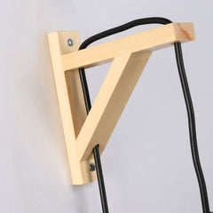 Aplique de pared en madera, pantalla de mimbre y cable con interruptor y enchufe "Alan"