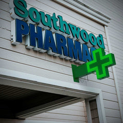 Cruz de farmacia LED monocolor verde - 50x50cm - Doble cara - Exterior
