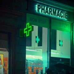 Cruz de farmacia LED monocolor verde - 50x50cm - Doble cara - Exterior